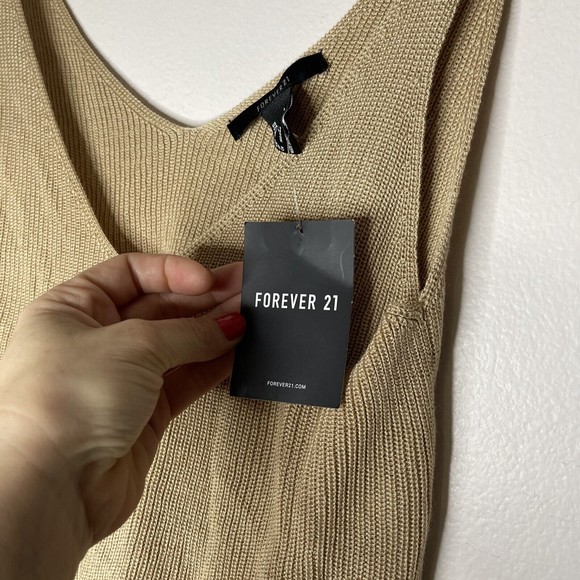 Forever 21 Women Beige Knit Tank Top Casual Formal Size Small NWT - Picture 3 of 7